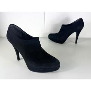 Stuart Weitzman Holdme Platform Black Suede Women's Heel Booties US 7